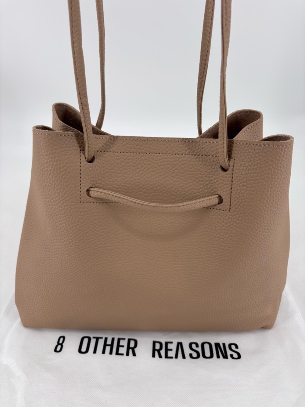 8 Other Reasons Minimalist Quiet Luxury Vegan Pebbled Leather Slouchy Bucket Bag
